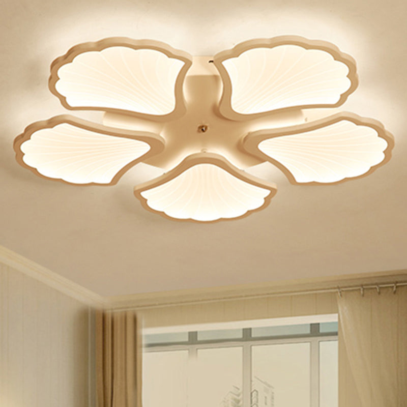 Modern White LED Ginkgo Leaf Ceiling Light for Living Room