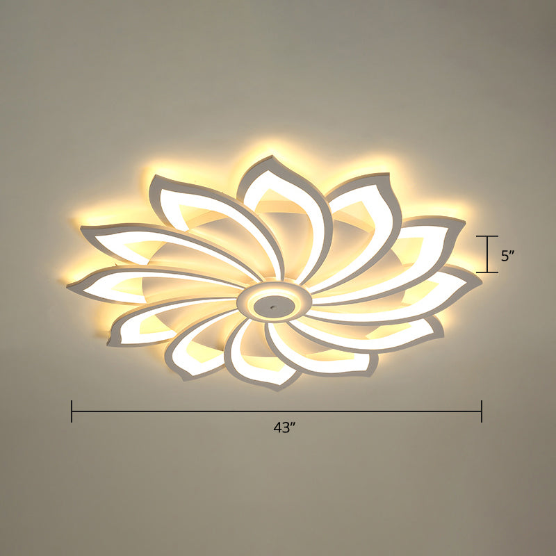 Simplicity Sunflower LED Flush Mount Ceiling Light Fixture in White - Perfect for Living Room