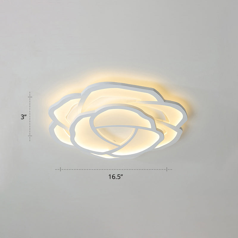 Minimalist Flushmount LED Ceiling Light for Bedroom - White Rose Acrylic Surface Mount