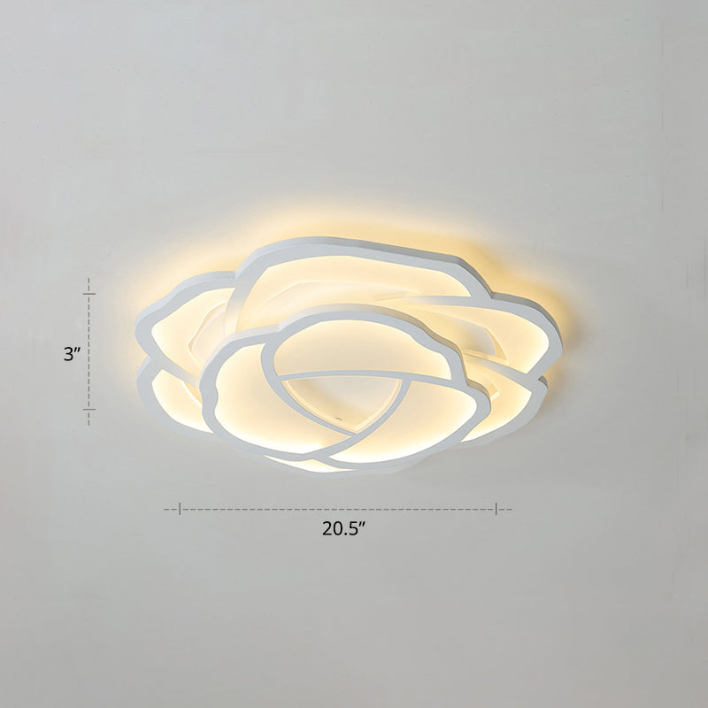 Minimalist Flushmount LED Ceiling Light for Bedroom - White Rose Acrylic Surface Mount