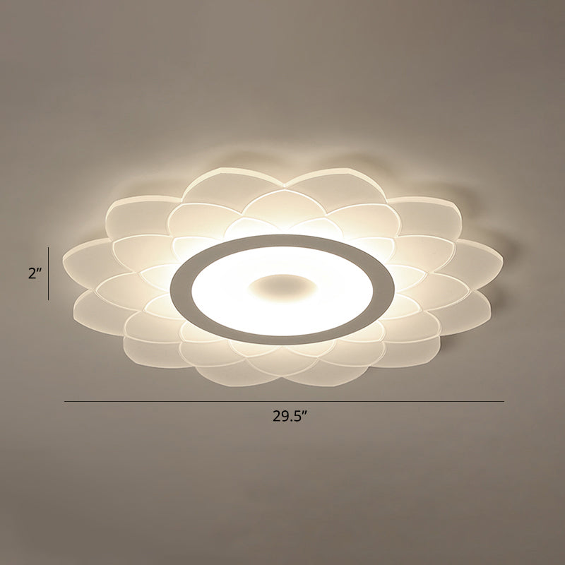 Simplicity White Acrylic Sunflower Flushmount LED Ceiling Lamp for Bedroom