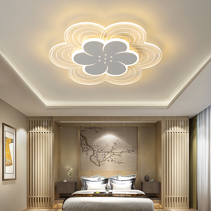 Plafonnier LED à fleurs blanches pour chambre à coucher