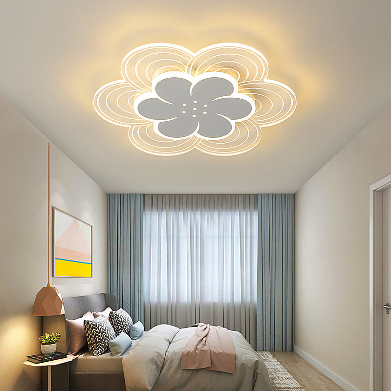 Plafonnier LED à fleurs blanches pour chambre à coucher