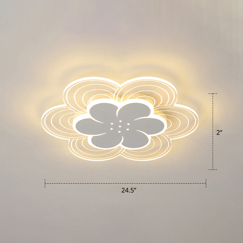 Plafonnier LED à fleurs blanches pour chambre à coucher