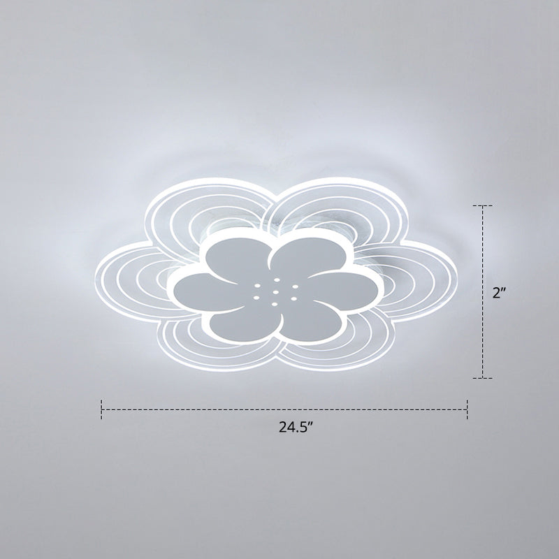 Plafonnier LED à fleurs blanches pour chambre à coucher