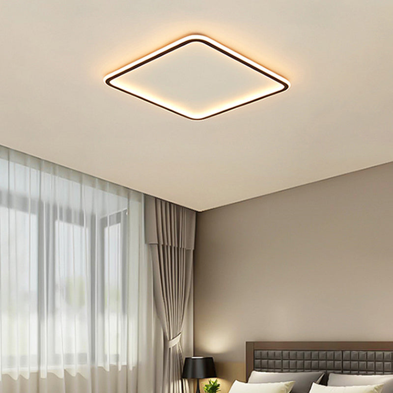 Minimalist Black Metal Flush Mount Ceiling Lamp with Square Ultrathin LED - Perfect for Bedrooms