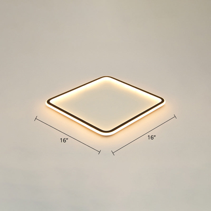Minimalist Black Metal Flush Mount Ceiling Lamp with Square Ultrathin LED - Perfect for Bedrooms