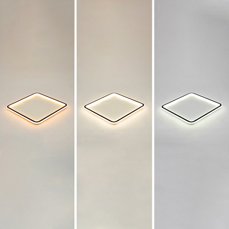 Minimalist Black Metal Flush Mount Ceiling Lamp with Square Ultrathin LED - Perfect for Bedrooms