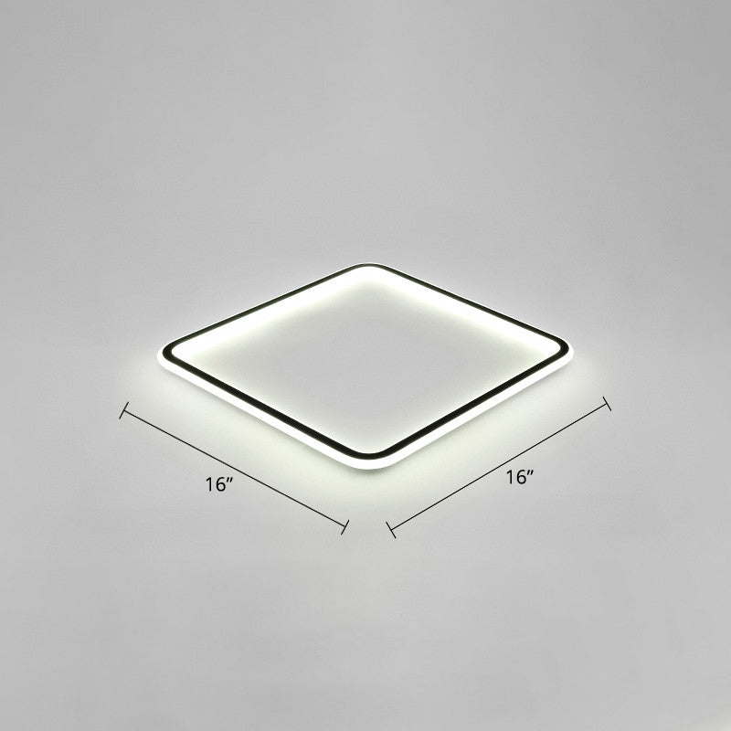 Minimalist Black Metal Flush Mount Ceiling Lamp with Square Ultrathin LED - Perfect for Bedrooms