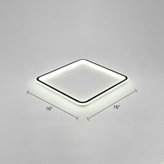Minimalist Black Metal Flush Mount Ceiling Lamp with Square Ultrathin LED - Perfect for Bedrooms