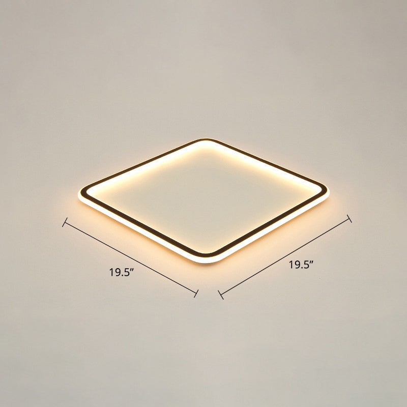Minimalist Black Metal Flush Mount Ceiling Lamp with Square Ultrathin LED - Perfect for Bedrooms