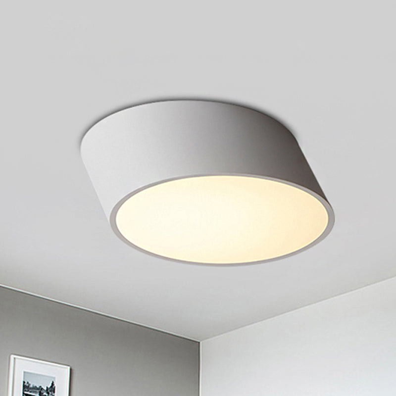 Modernist LED Bedroom Flush Mount Light in White/Black, Inclined Elliptical Design, 10"/16"/19.5" Wide