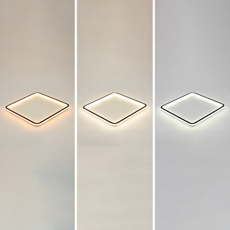 Minimalist Black Metal Flush Mount Ceiling Lamp with Square Ultrathin LED - Perfect for Bedrooms