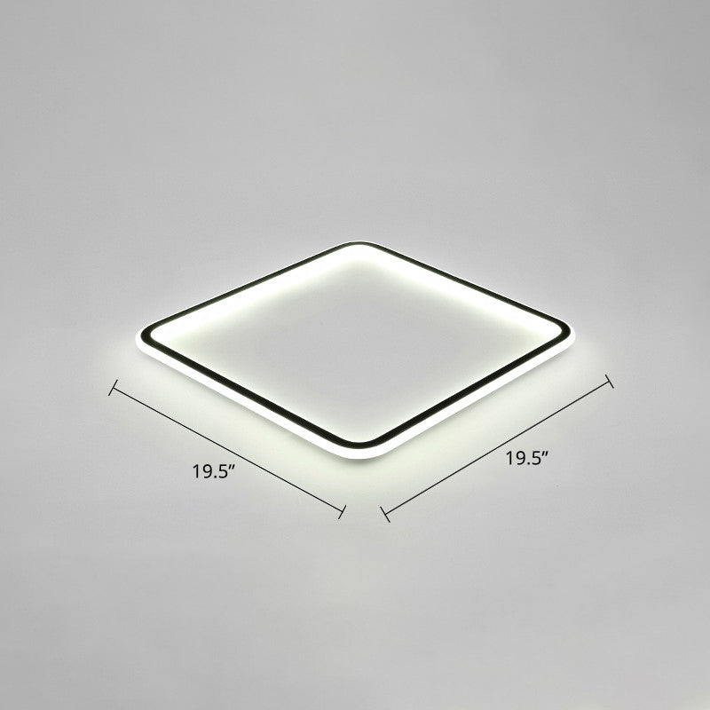 Minimalist Black Metal Flush Mount Ceiling Lamp with Square Ultrathin LED - Perfect for Bedrooms
