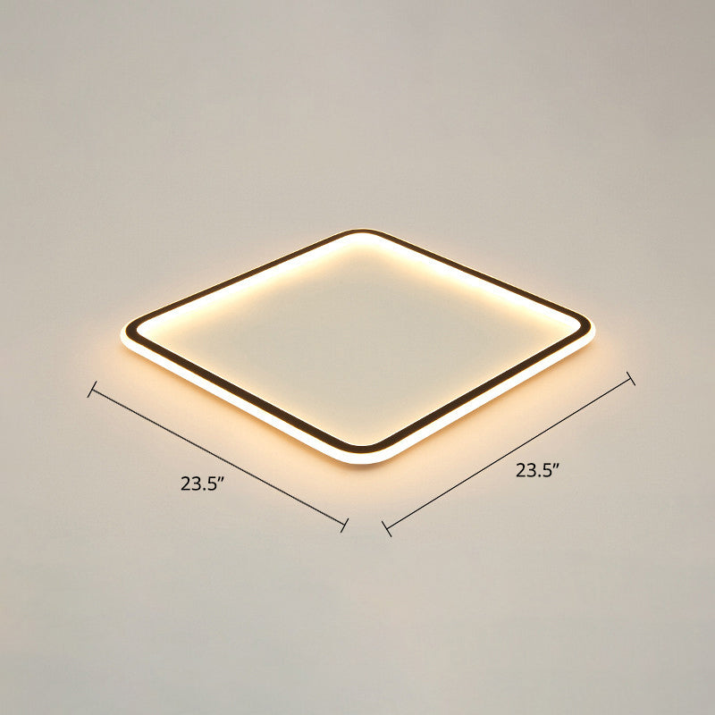 Minimalist Black Metal Flush Mount Ceiling Lamp with Square Ultrathin LED - Perfect for Bedrooms