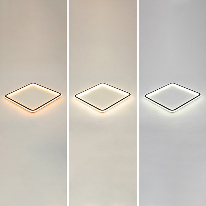 Minimalist Black Metal Flush Mount Ceiling Lamp with Square Ultrathin LED - Perfect for Bedrooms