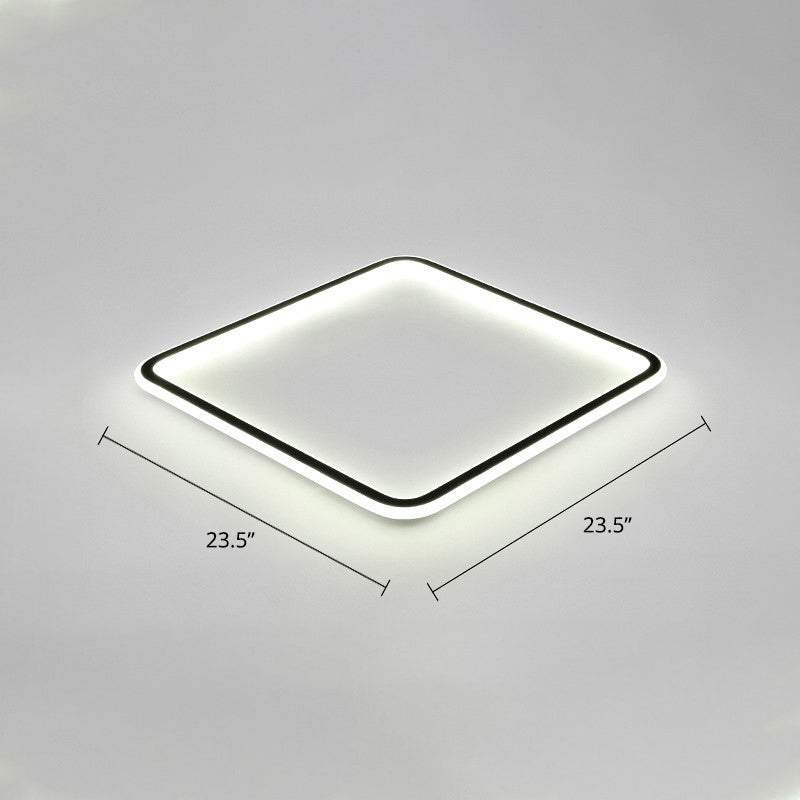 Minimalist Black Metal Flush Mount Ceiling Lamp with Square Ultrathin LED - Perfect for Bedrooms