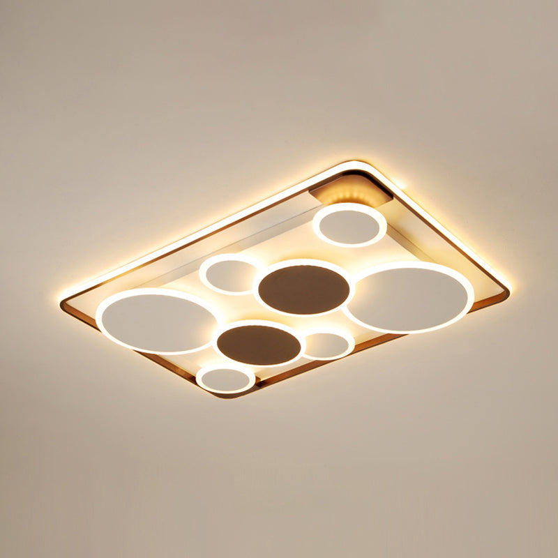 Nordic Coffee LED Flush Mount Metal Circles Ceiling Light for Living Room
