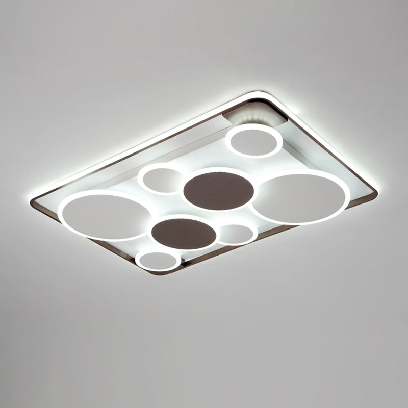 Nordic Coffee LED Flush Mount Metal Circles Ceiling Light for Living Room