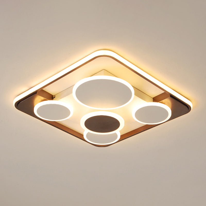 Nordic Coffee LED Flush Mount Metal Circles Ceiling Light for Living Room
