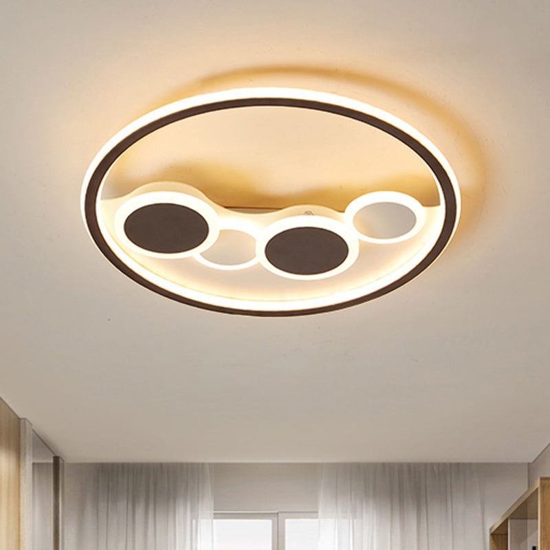 Nordic Coffee LED Flush Mount Metal Circles Ceiling Light for Living Room