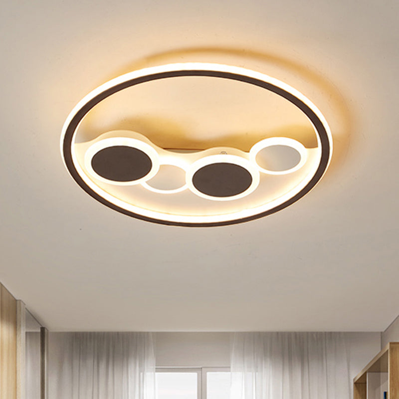 Nordic Coffee LED Flush Mount Metal Circles Ceiling Light for Living Room