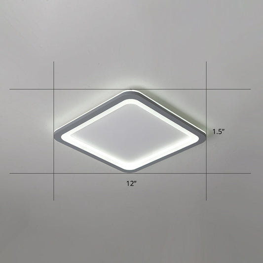 Super Thin Grey Nordic Metal LED Ceiling Light - Ideal for Living Room, Surface Mounted
