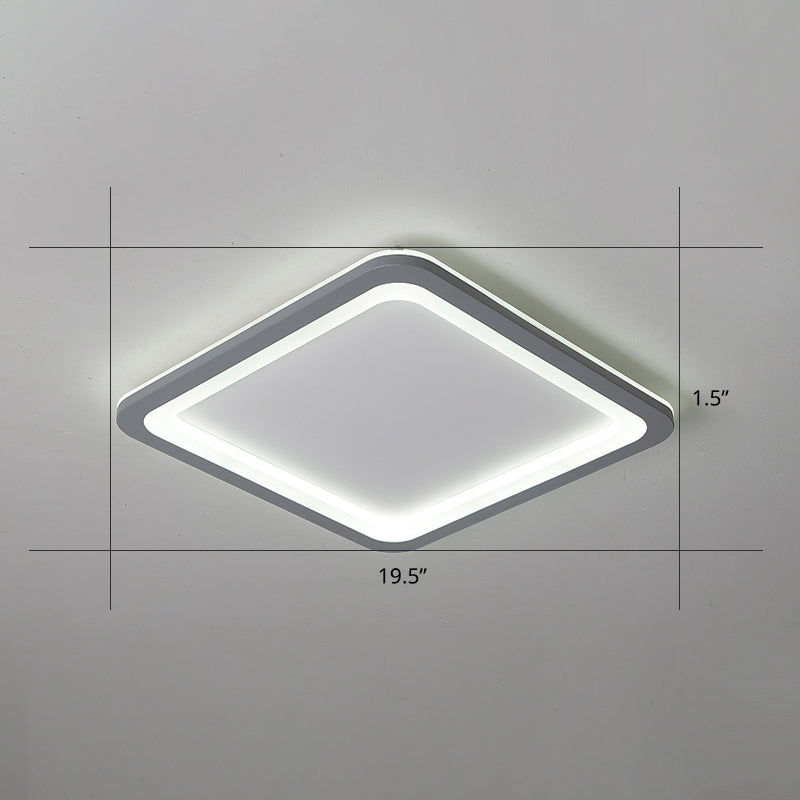 Super Thin Grey Nordic Metal LED Ceiling Light - Ideal for Living Room, Surface Mounted
