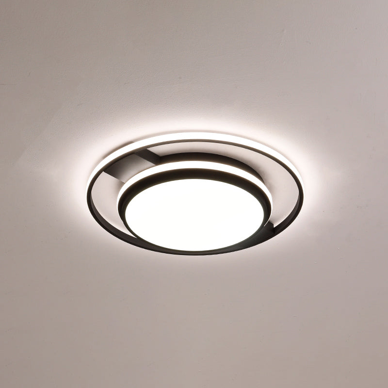Nordic Black Round Acrylic LED Flushmount Ceiling Light for Living Room