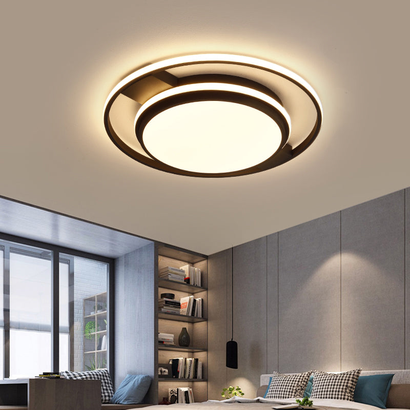 Nordic Black Round Acrylic LED Flushmount Ceiling Light for Living Room