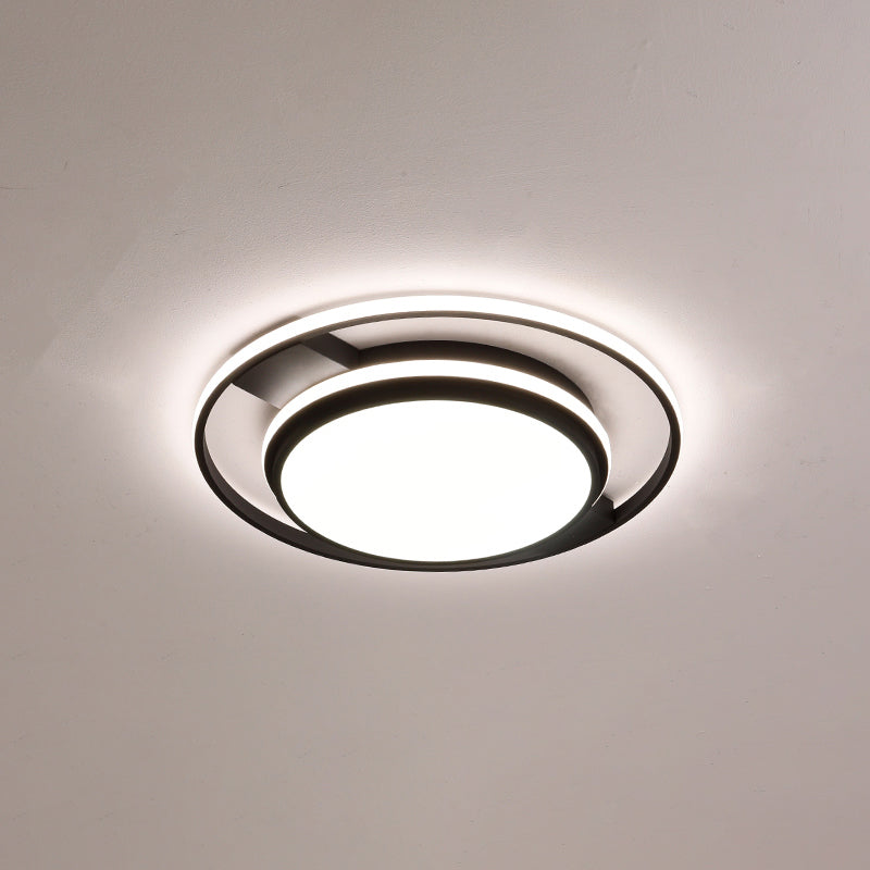 Nordic Black Round Acrylic LED Flushmount Ceiling Light for Living Room