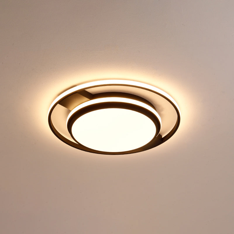 Nordic Black Round Acrylic LED Flushmount Ceiling Light for Living Room