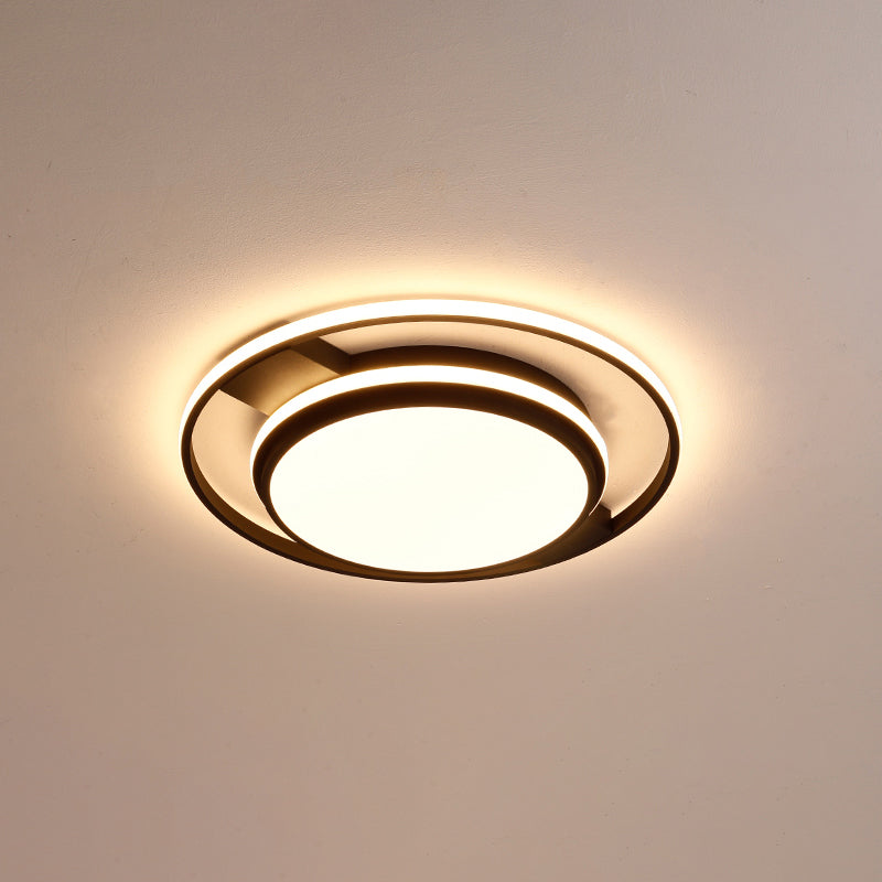 Nordic Black Round Acrylic LED Flushmount Ceiling Light for Living Room