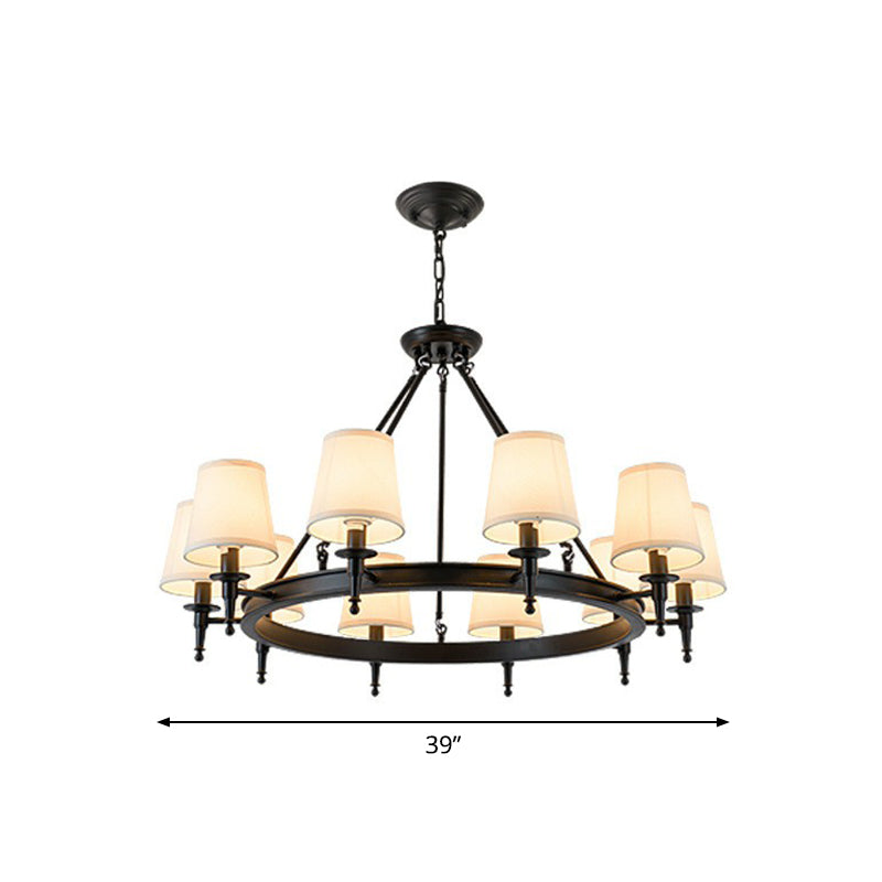 Tapered Fabric Chandelier Ceiling Lamp For Living Room
