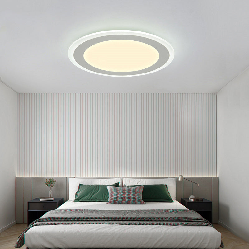Minimalist White Led Acrylic Disk Flush-Mount Ceiling Light Fixture / 16.5