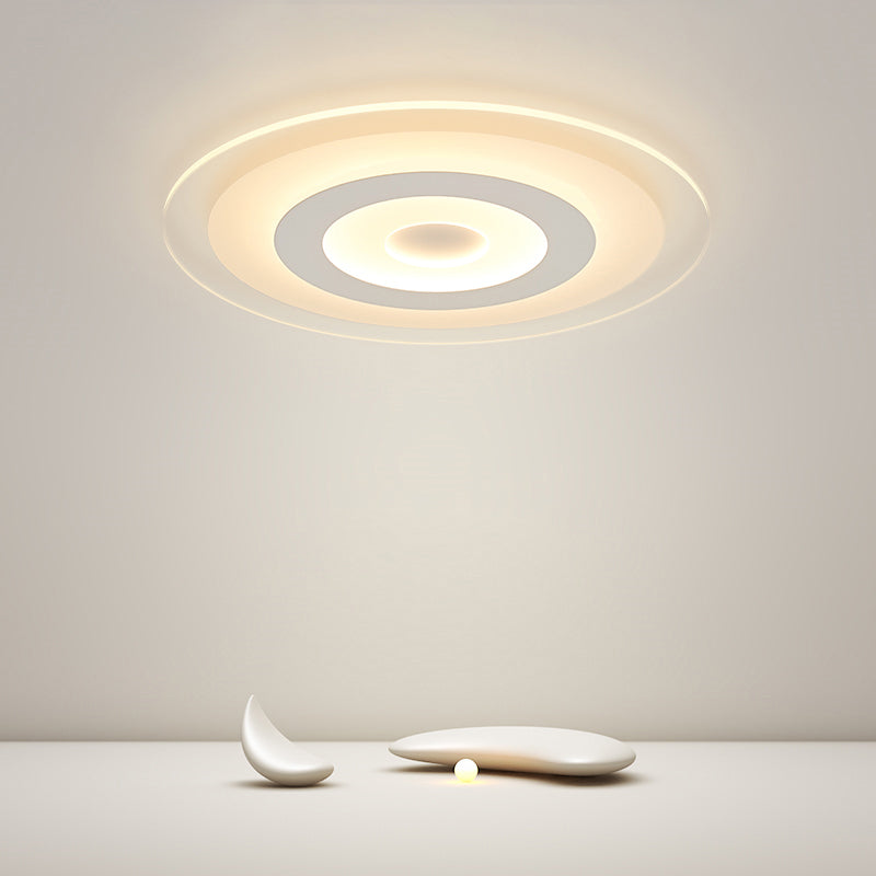 Sleek White Disc Foyer Flush Light With Acrylic Simplicity - Led Mount Ceiling Fixture / 16.5 Third
