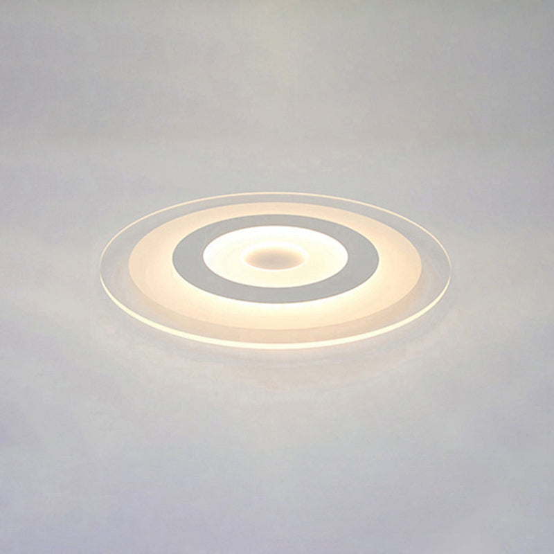 Sleek White Disc Foyer Flush Light with Acrylic Simplicity - LED Flush Mount Ceiling Fixture
