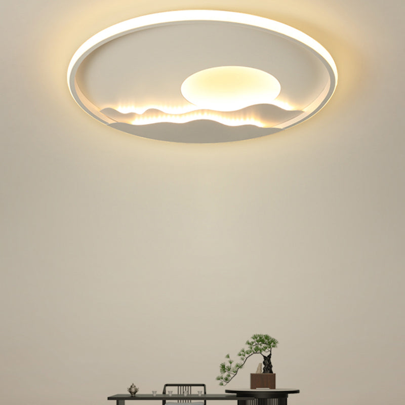 Modern LED Ceiling Light - Stylish Metal Flush Mount for Living Room - White Shade