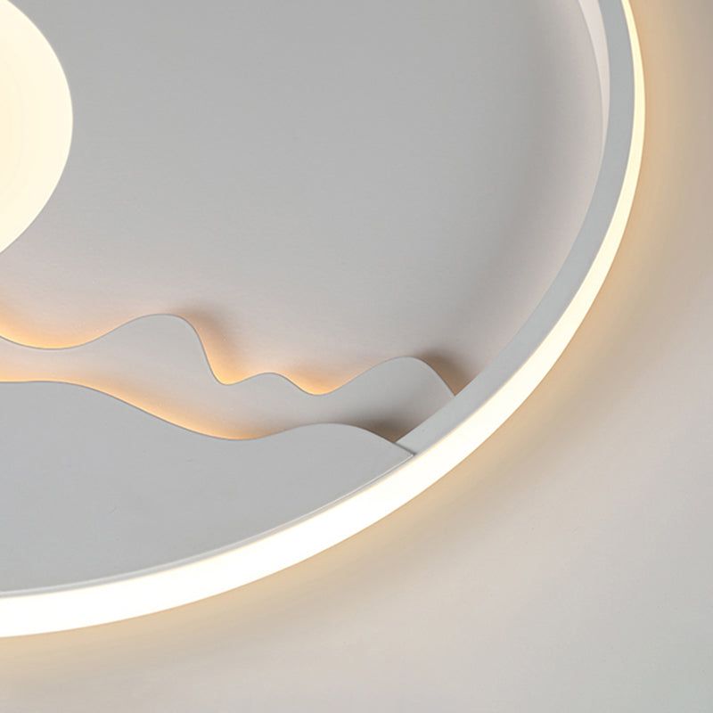 Modern LED Ceiling Light - Stylish Metal Flush Mount for Living Room - White Shade