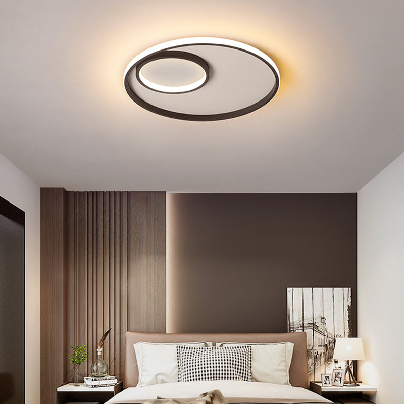 Nordic Halo LED Ceiling Light - Metal Bedroom Flush Mount Fixture