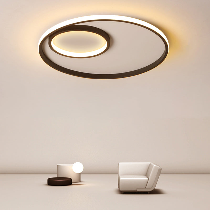 Nordic Halo LED Ceiling Light - Metal Bedroom Flush Mount Fixture