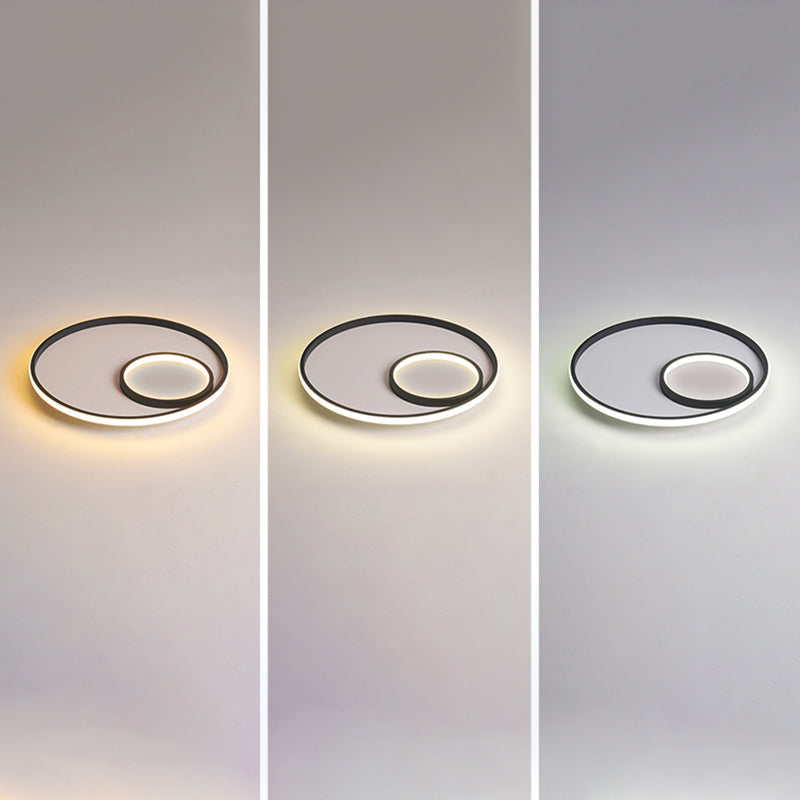 Nordic Halo LED Ceiling Light - Metal Bedroom Flush Mount Fixture