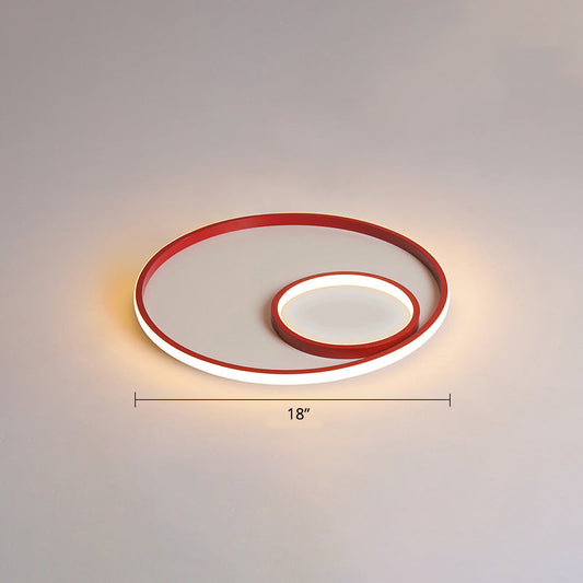 Nordic Halo LED Ceiling Light - Metal Bedroom Flush Mount Fixture
