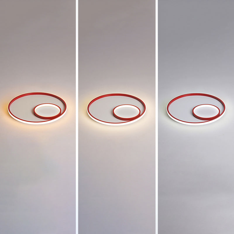 Nordic Halo LED Ceiling Light - Metal Bedroom Flush Mount Fixture
