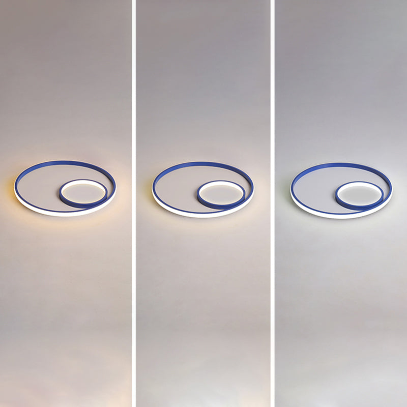 Nordic Halo LED Ceiling Light - Metal Bedroom Flush Mount Fixture
