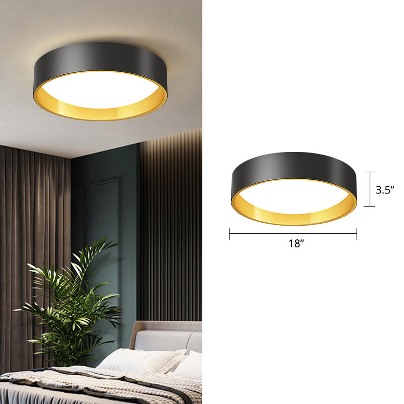 Sleek Round Metal Flush Mount LED Ceiling Light with Acrylic Diffuser for Bedrooms