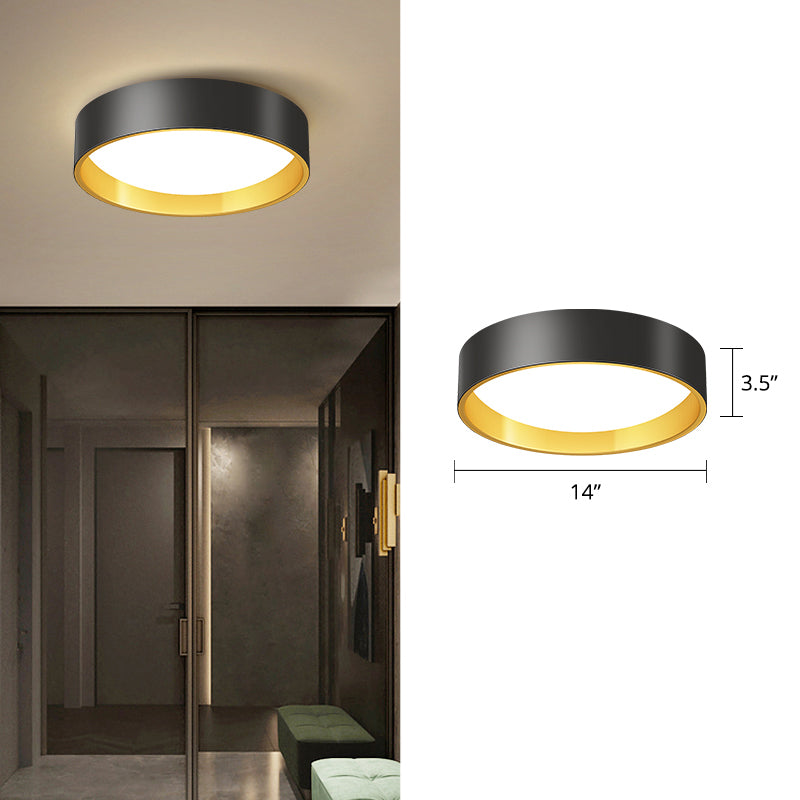 Sleek Round Metal Flush Mount LED Ceiling Light with Acrylic Diffuser for Bedrooms