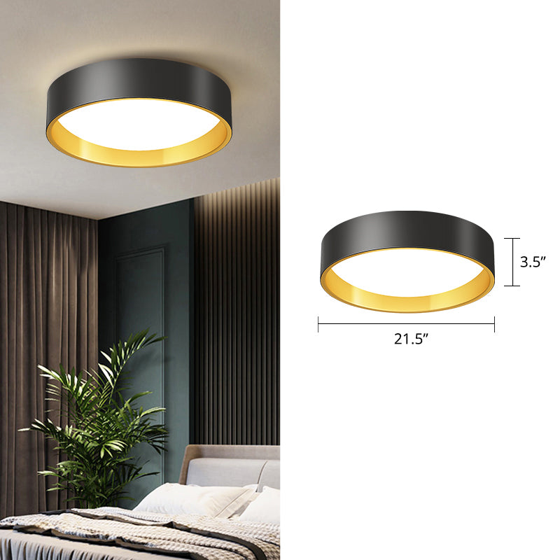 Sleek Round Metal Flush Mount LED Ceiling Light with Acrylic Diffuser for Bedrooms