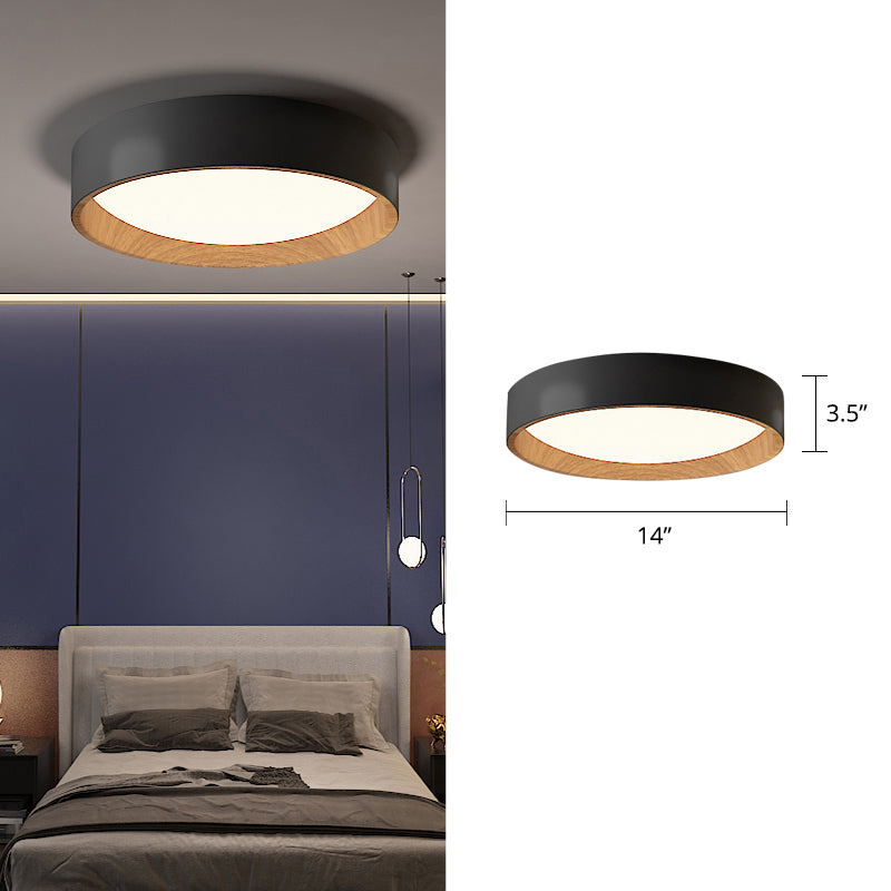 Sleek Round Metal Flush Mount LED Ceiling Light with Acrylic Diffuser for Bedrooms