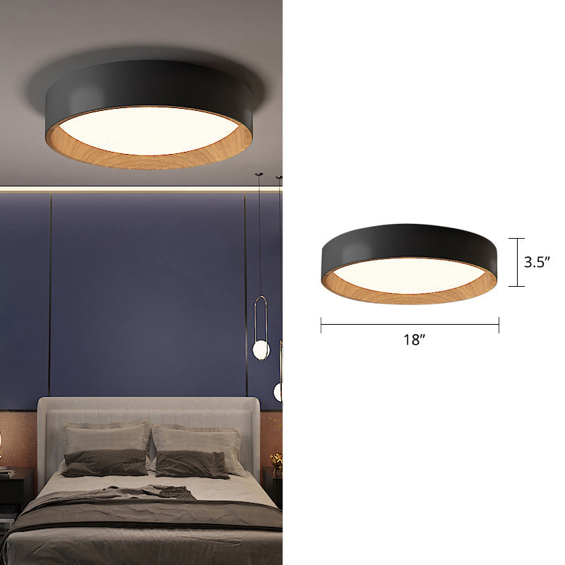 Sleek Round Metal Flush Mount LED Ceiling Light with Acrylic Diffuser for Bedrooms